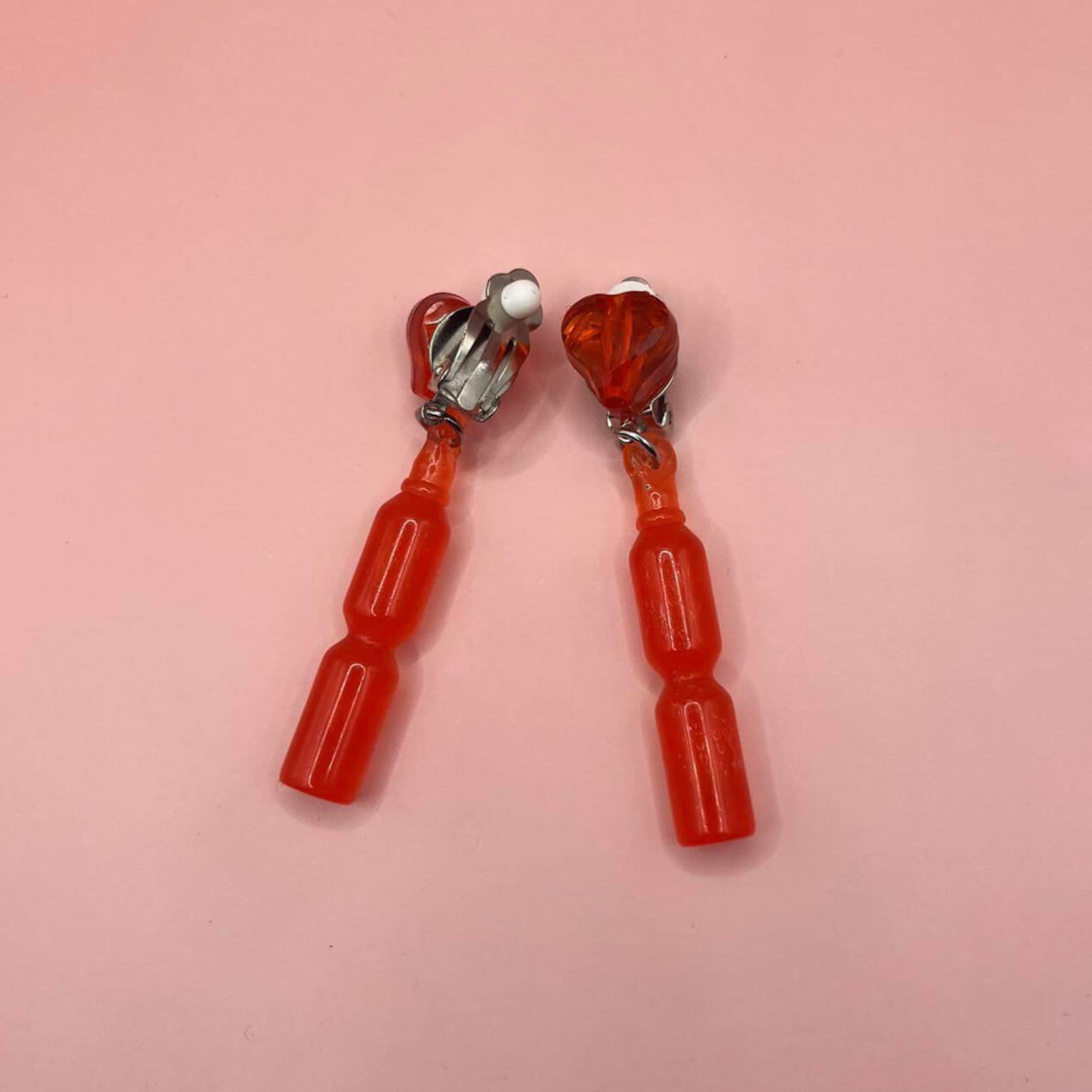 Red Freeze Pop and Heart Clip-On Dangles