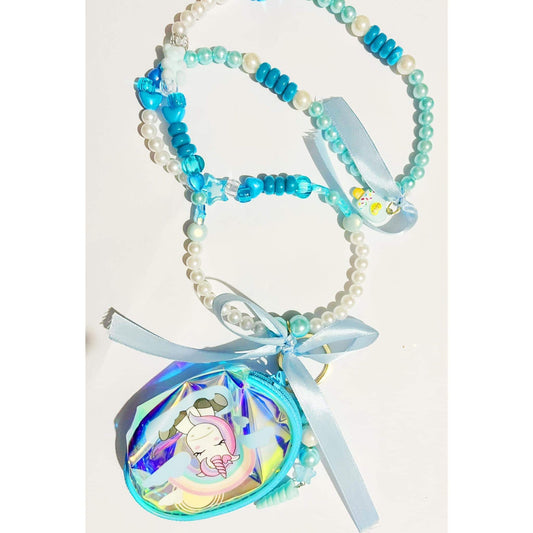 Deluxe Princess Unicorn Purse Necklace - Blue