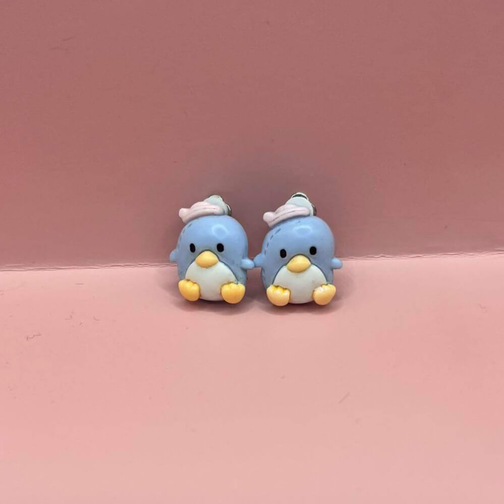 Sleepy Penguin Clip-on Earrings