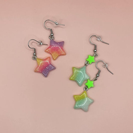 Fluorescent Glitter Stars