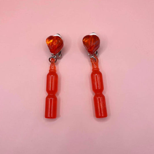 Red Freeze Pop and Heart Clip-On Dangles