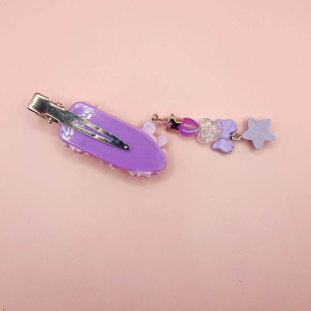 Custom Decoden Hair Clip - Purple Bunny Ice Cream