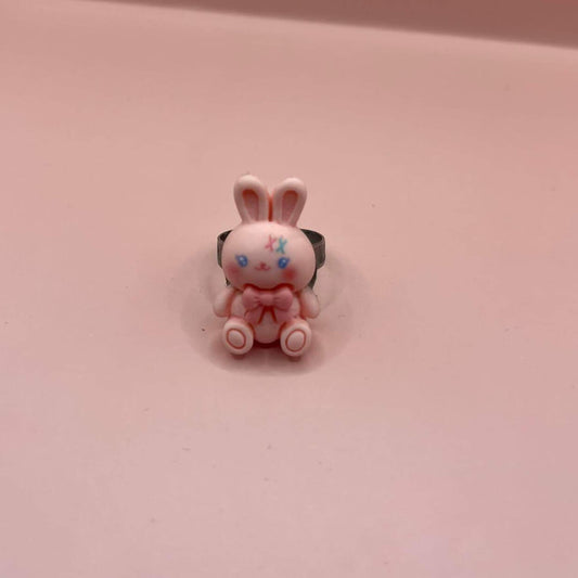 Pink Bunny with Bow Ring