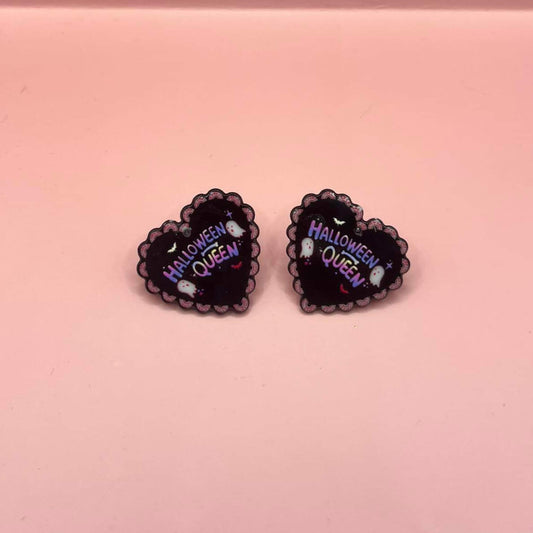 Halloween Queen Heart Studs