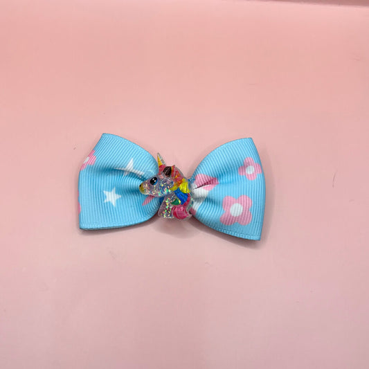 Glitter Unicorn Bow Hair Slide