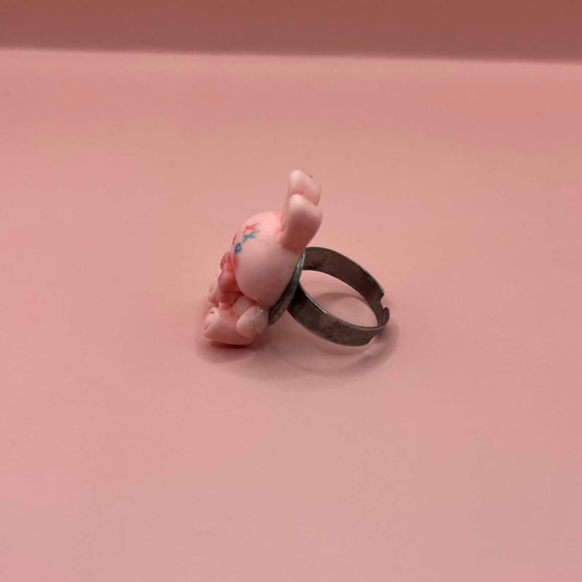 Pink Bunny with Bow Ring