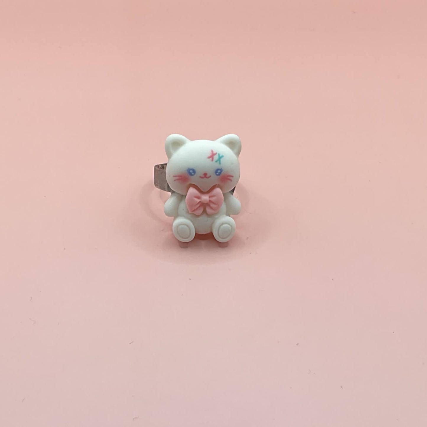 Pink and White Kitten Ring