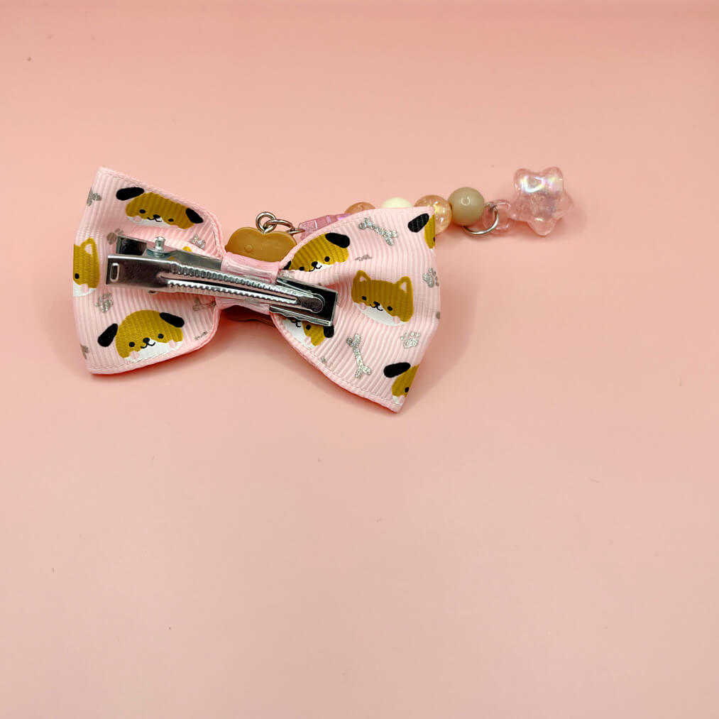 Puppy Print Bow and Paw Hair Clip