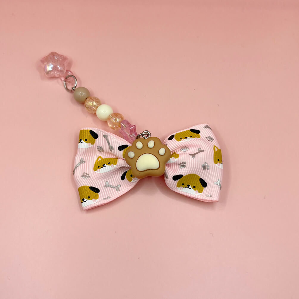 Puppy Print Bow and Paw Hair Clip