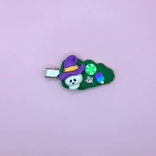 Decoden Hair Clip - Halloween Witchy Skull