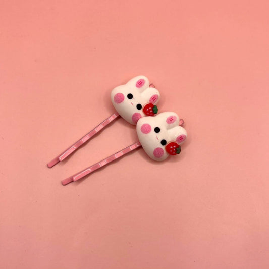 Strawberry Bunny Face Hair Slides - 2 Pack