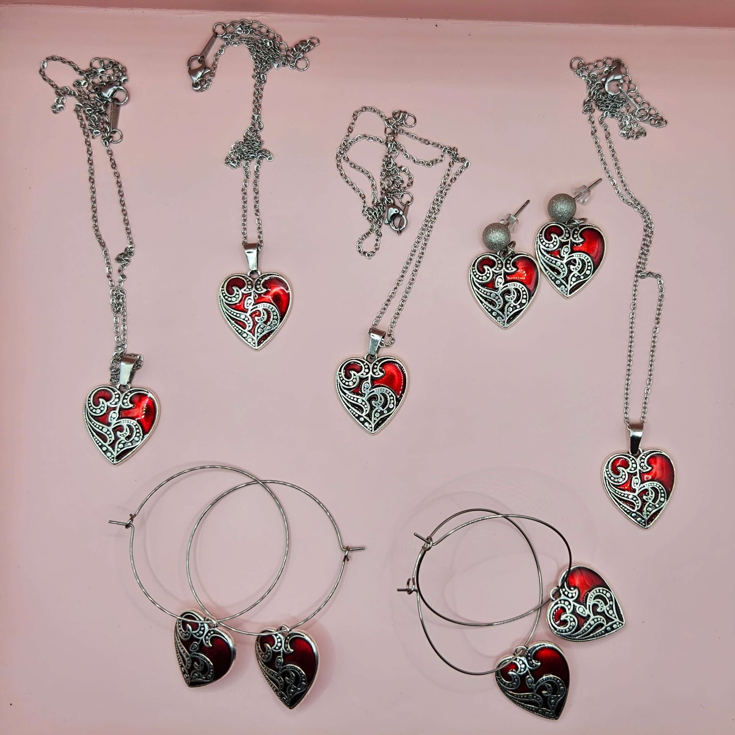 Gothic Filigree Valentine Heart Hoops