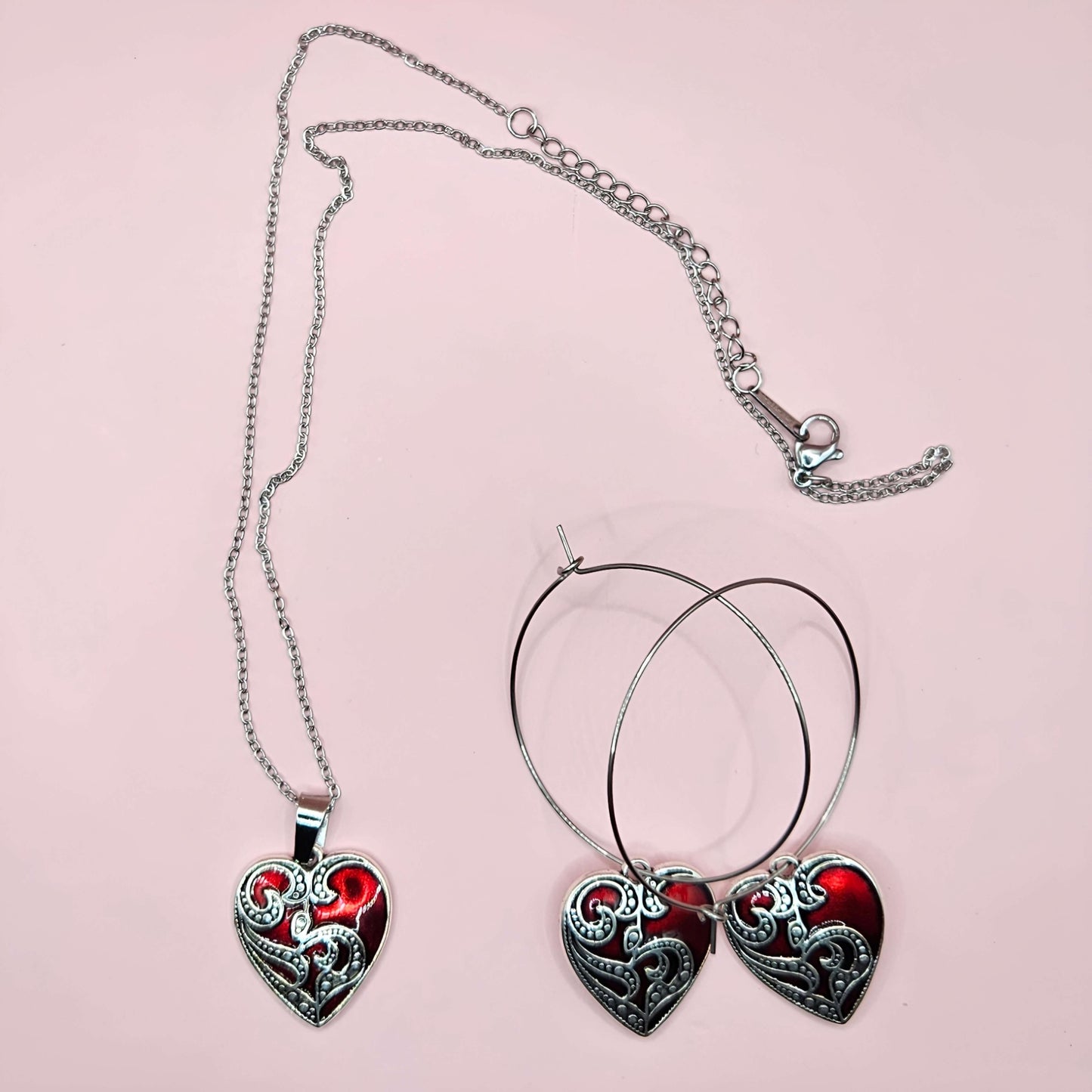 Gothic Filigree Valentine Heart Hoops