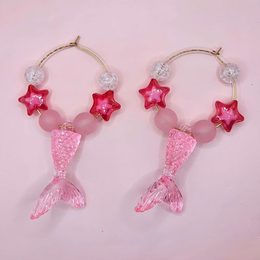 "Pink Glamour" - Mermaid Hoops