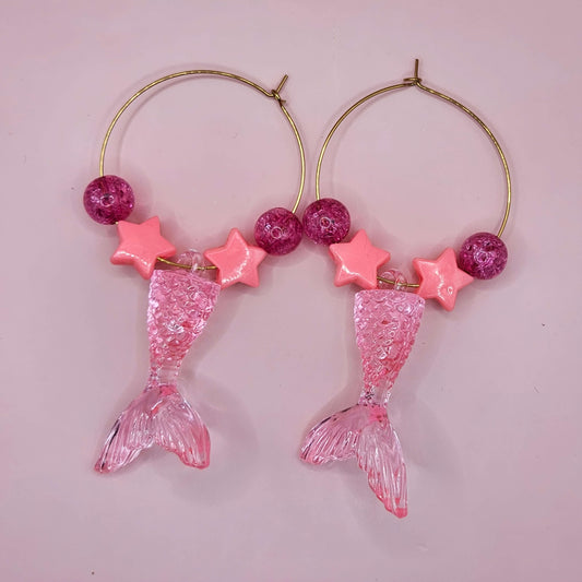 "Pretty in Pink"-Mermaid Hoops