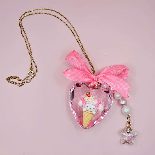 Deluxe Custom "My Melody" Valentine Heart Necklace - Pink