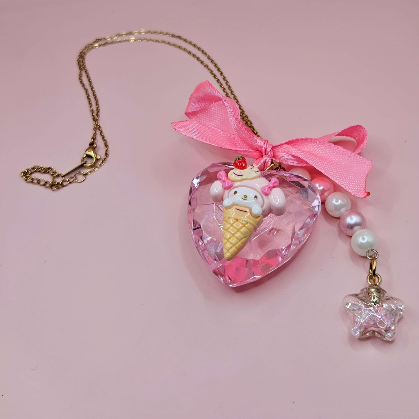 Deluxe Custom "My Melody" Valentine Heart Necklace - Pink