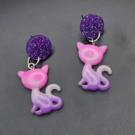 Hot Pink and Purple Glitter Cats