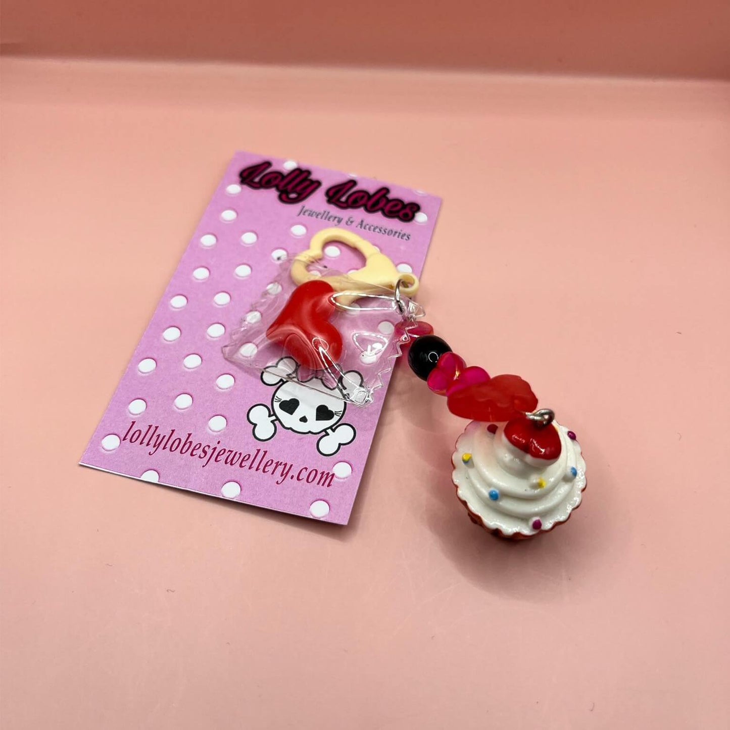 Valentine Cupcake Keychain/Bag Charm