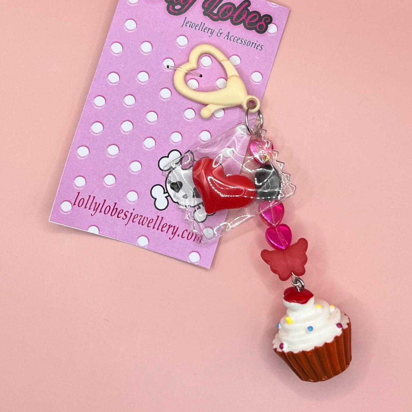 Valentine Cupcake Keychain/Bag Charm