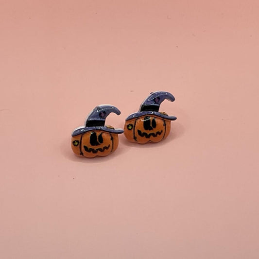 Witchy Pumpkin Studs